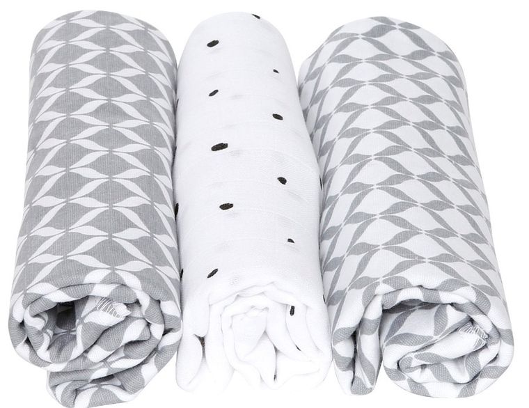 Motherhood, pieluszki bawełniane, szary classics, 70-80 cm, 3 szt.