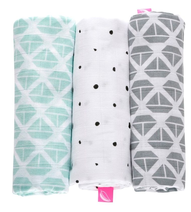 Motherhood, pieluszki muślinowe, statki miętowe, 70-80 cm, 3 szt.