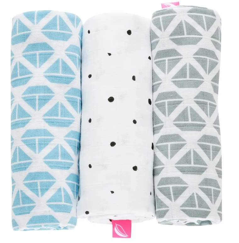 Motherhood, pieluszki muślinowe, statki niebieskie, 70-80 cm, 3 szt.