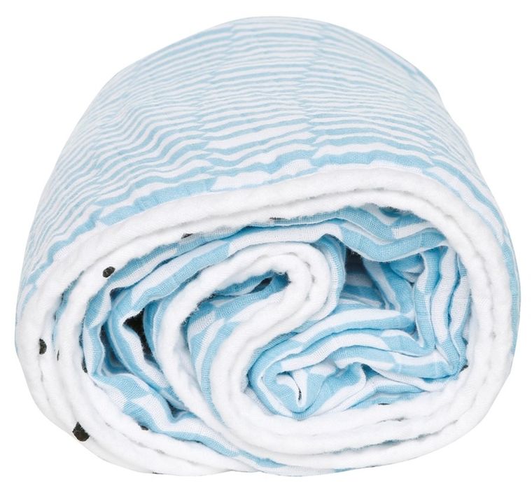 Motherhood, Płotek Niebieski, Pre-Washed, kocyk muślinowy dwuwarstwowy, 95-110 cm