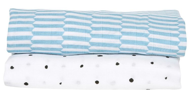 Motherhood, Płotek Niebieski, Premium, pielucha, otulacz muślinowy bawełniany, 100-120 cm, 2 szt.