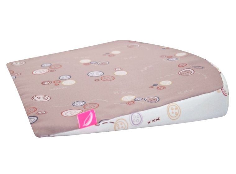 Motherhood, poduszka klin, podróżna, różowe guziki