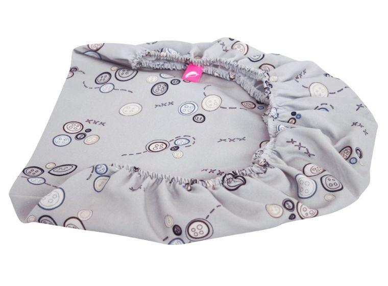 Motherhood, prześcieradło z gumką do gondoli, szare guziki, 35-75 cm