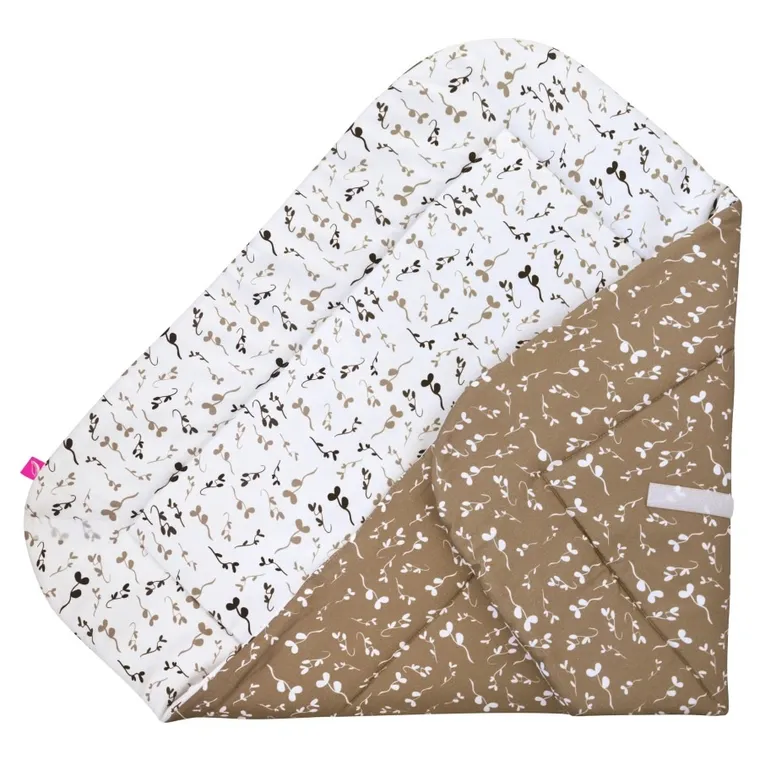 Motherhood, rożek bawełniany, beżowe listki, 75-75 cm