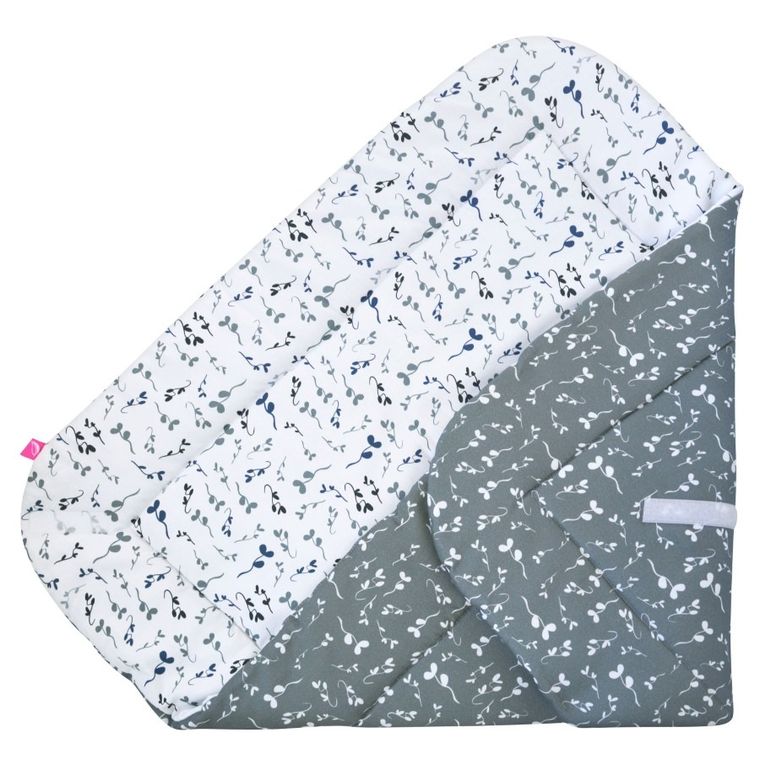 Motherhood, rożek bawełniany, wkład kokosowy, niebieskie listki, 75-75 cm