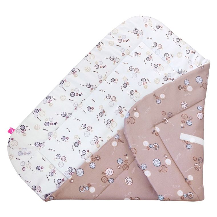 Motherhood, rożek bawełniany, wkład kokosowy, różowe guziki, 75-75 cm