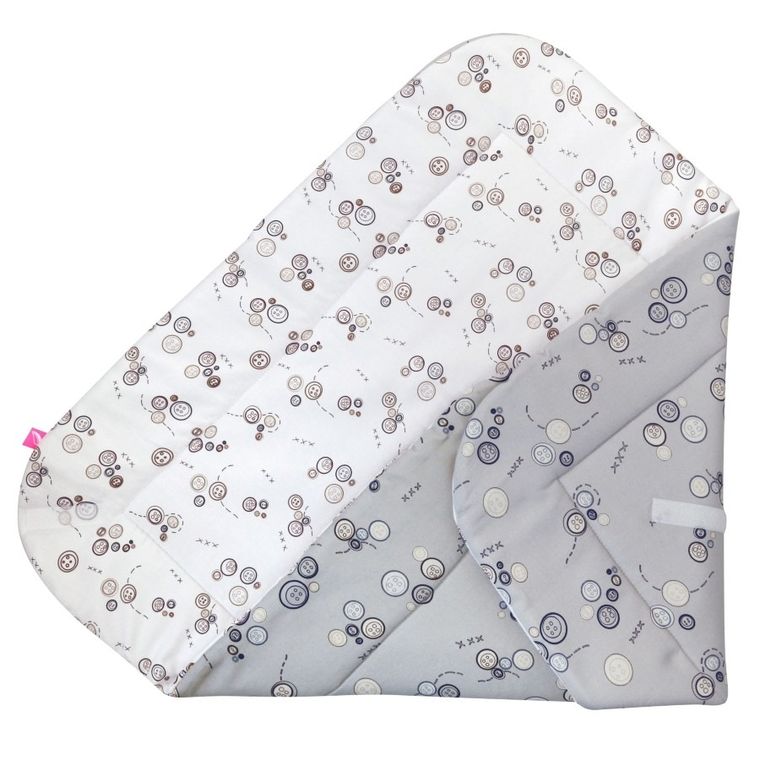 Motherhood, rożek bawełniany, wkład kokosowy, szare guziki, 75-75 cm