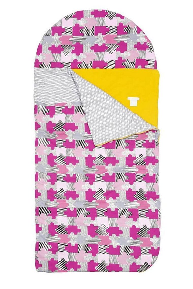 Motherhood, śpiworek przedszkolaka, puzzle szaro-różowe