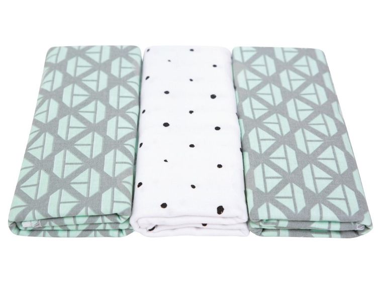 Motherhood, Statki Miętowe, pieluszka flanelowa, 70-80 cm, 3 szt.