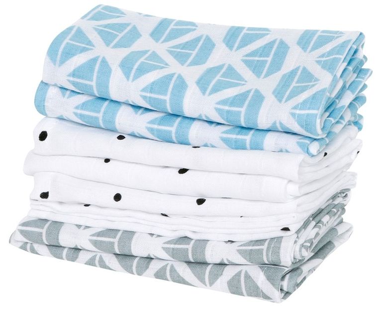 Motherhood, Statki Niebieskie, chusteczki muślinowe, 30-30 cm, 7 szt.