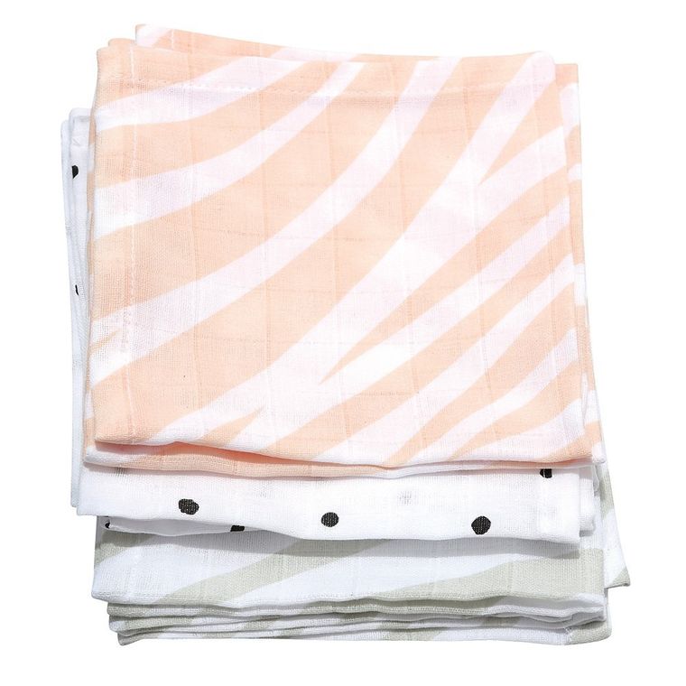 Motherhood, Zebra Łososiowa, chusteczki muślinowe, 30-30 cm, 7 szt.