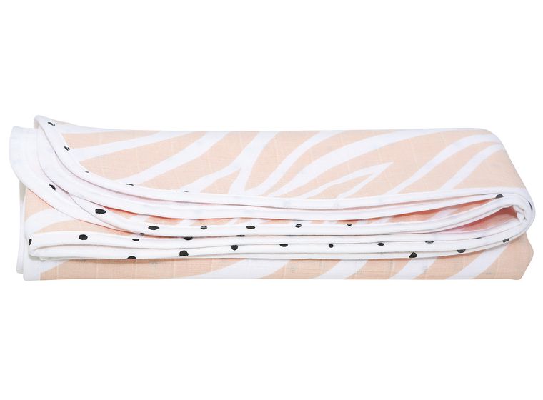 Motherhood, Zebra Łososiowa, kocyk muślinowy, dwuwarstwowy, 100-120 cm