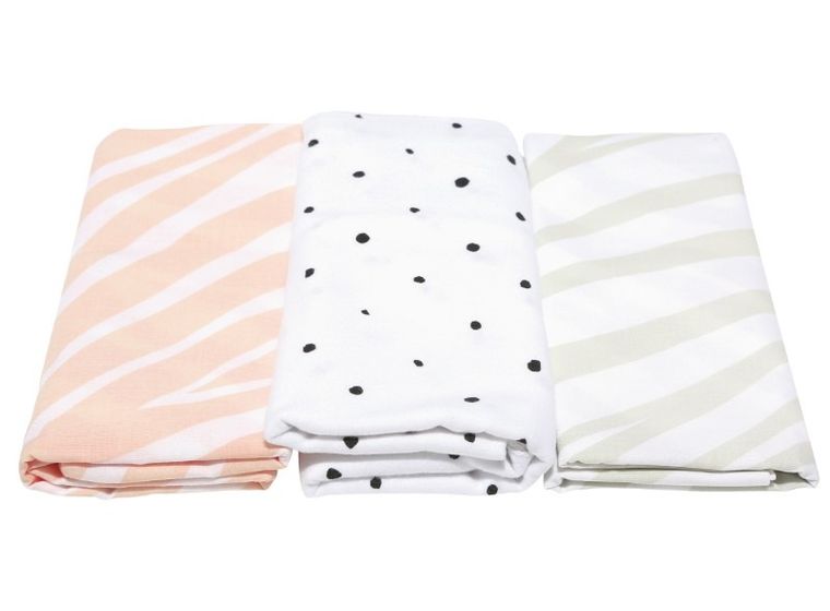 Motherhood, Zebra Łososiowa, pieluszka flanelowa, 70-80 cm, 3 szt.