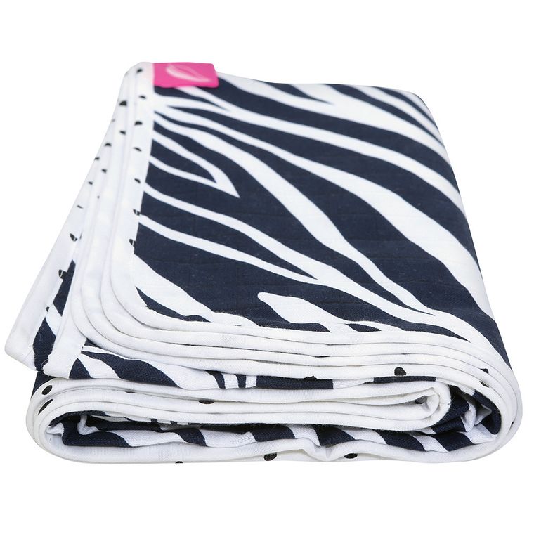 Motherhood, Zebra Niebieska, kocyk muślinowy, dwuwarstwowy, 100-120 cm
