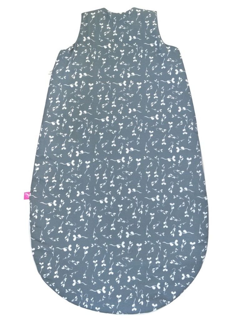 Motherhood, Zip-A-Round, bawełniany śpiworek, 2w1, TOG 2, niebieskie listki, 3-18m