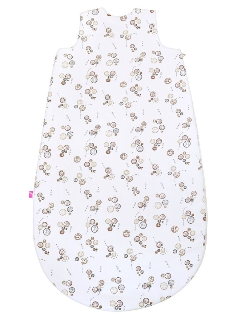 Motherhood, Zip-A-Round, bawełniany śpiworek, 2w1, TOG 3, szare guziki, 3-18m