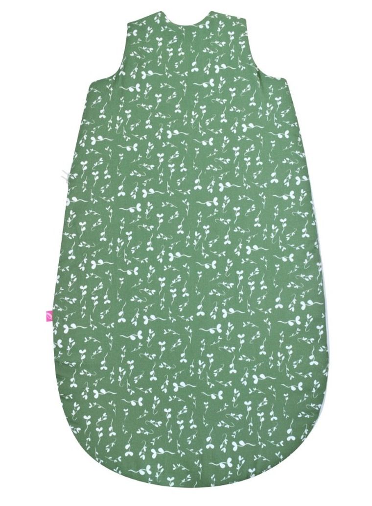 Motherhood, Zip-A-Round, bawełniany śpiworek, 2w1, TOG 3, zielone listki, 3-18m