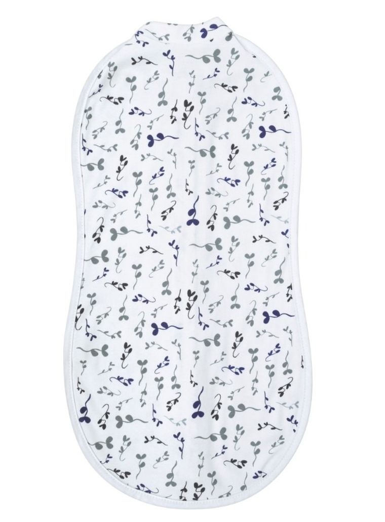 Motherhood, Zip&Swaddle, otulacz, niebieskie listki, 2.5-5 kg