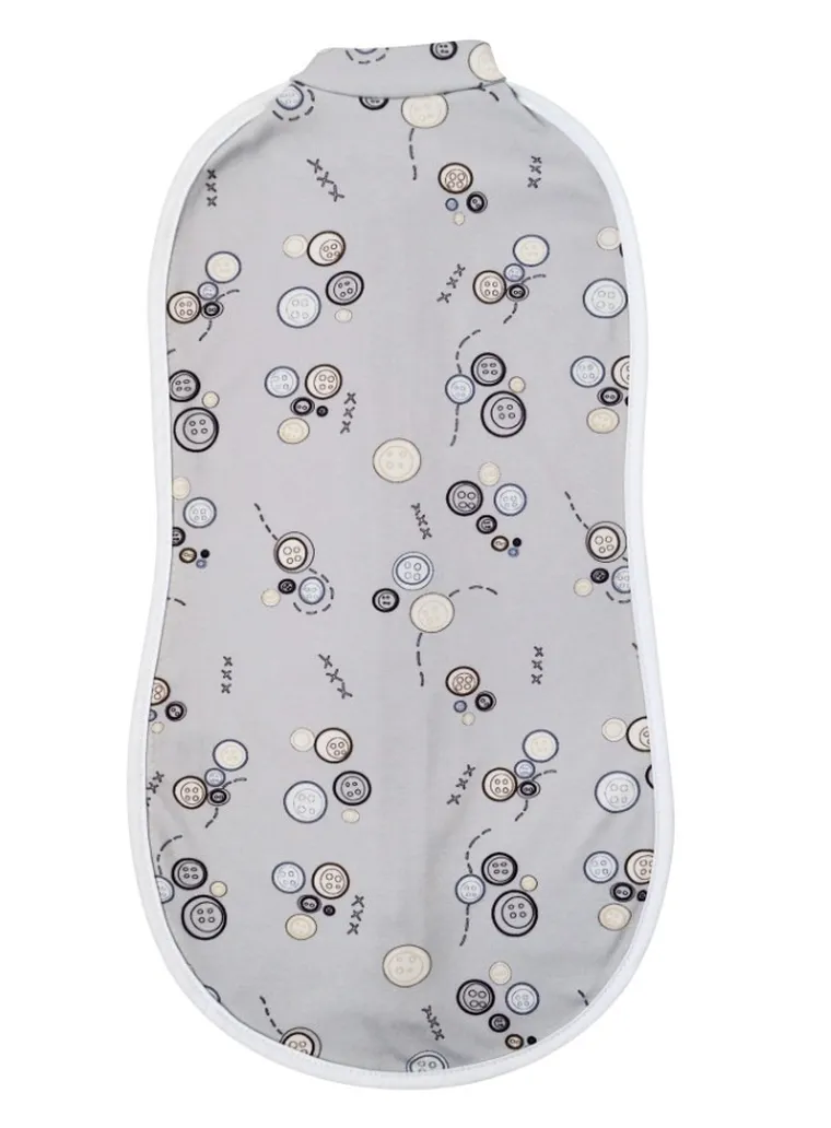 Motherhood, Zip&Swaddle, otulacz, szare guziki, 2.5-5 kg