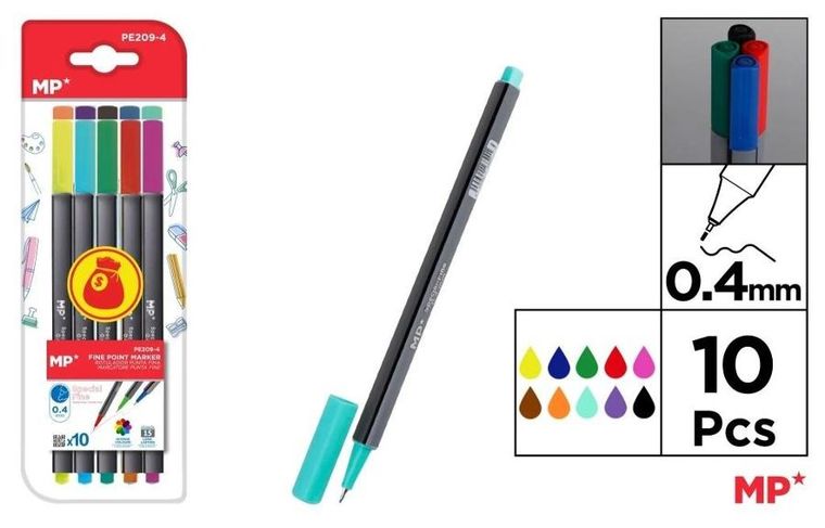 MP Main Paper, cienkopisy, 0.4 mm, 10 kolorów