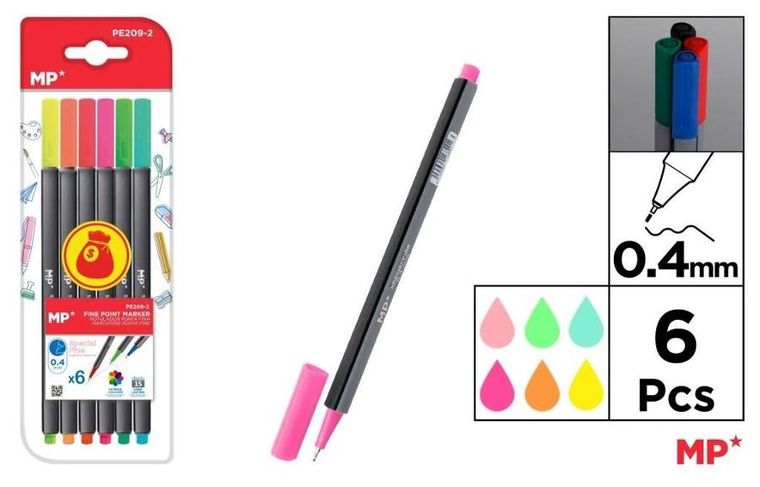 MP Main Paper, cienkopisy, 0.4 mm, 6 kolorów