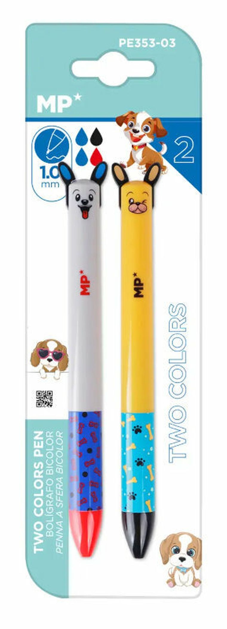 MP Main Paper, długopis ścieralny, dwukolorowy, pieski, 2 szt.