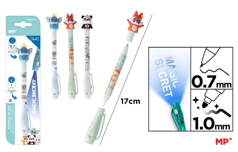 MP Main Paper, długopis szpiegowski UV, 0.7 mm, 1.0 mm, zwierzątka, 1 szt.