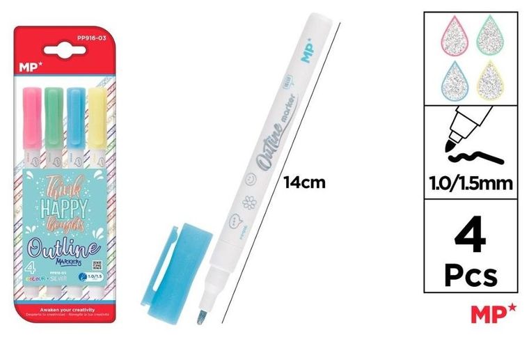 Mp Main Paper, długopis z podwójną linią, 4 kolory