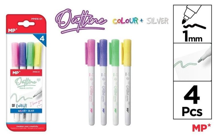 Mp Main Paper, długopis z podwójną linią, 4 kolory