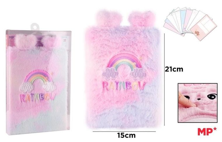 Mp Main Paper, futrzany notes, A5, tęcza, 1 szt.