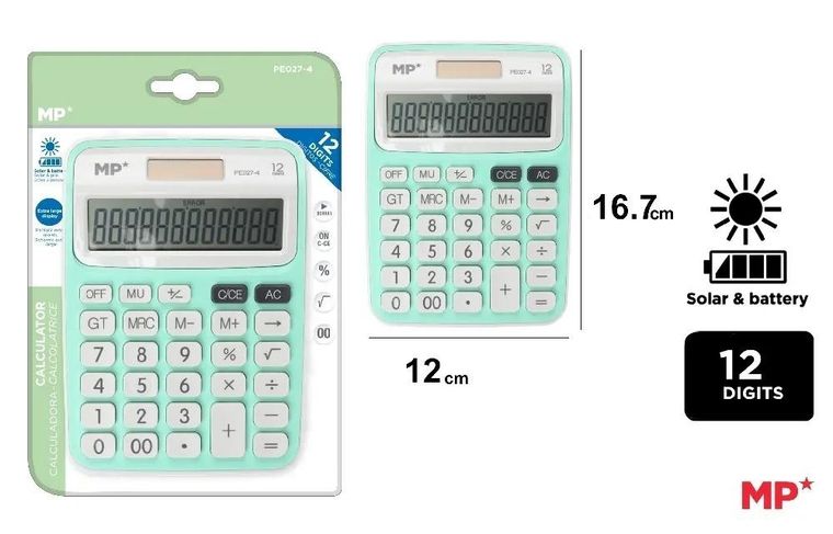 MP Main Paper, kalkulator solarny, seledynowy