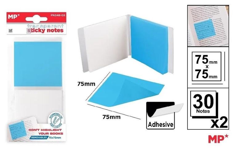 MP Main Paper, karteczki samoprzylepne, przezroczyste, 75-75 mm, 2-30 szt.