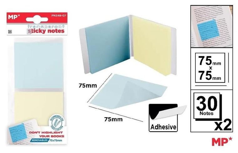 MP Main Paper, karteczki samoprzylepne, przezroczyste, 75-75 mm, 2-30 szt.