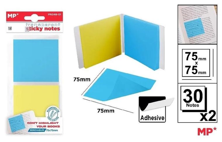 MP Main Paper, karteczki samoprzylepne, przezroczyste, 75-75 mm, 2-30 szt.