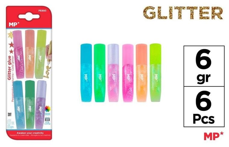 MP Main Paper, klej brokatowy w płynie, 6 kolorów
