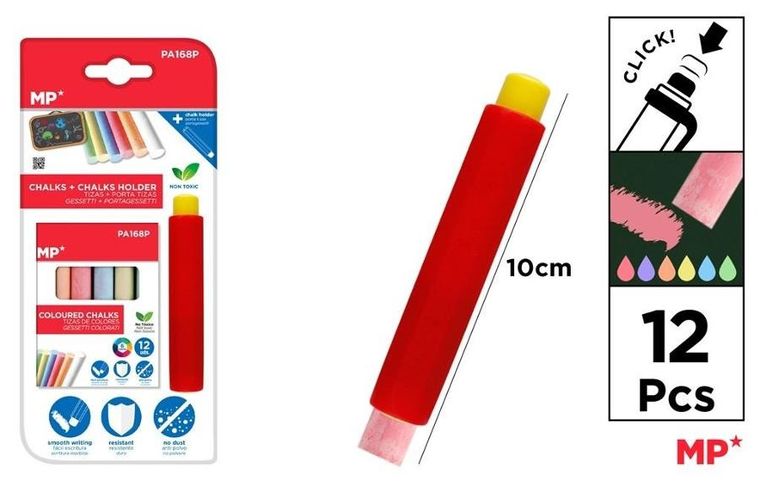 Mp Main Paper, kreda kolorowa z uchwytem, 12 kolorów