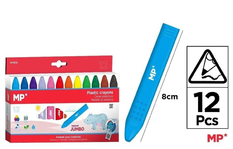 MP Main Paper, kredki woskowe, trójkątne, 12 kolorów