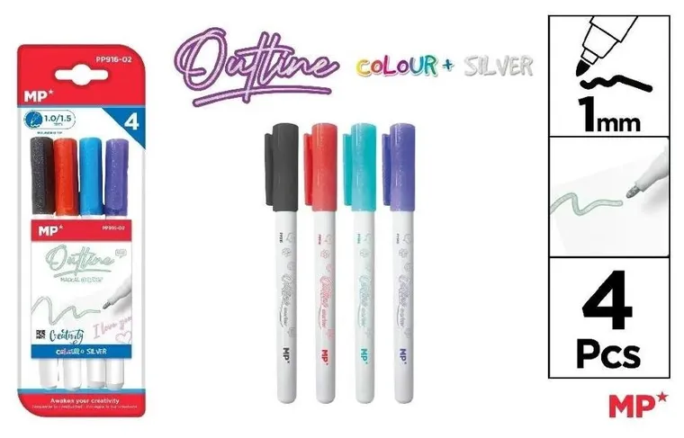 MP Main Paper, markery z podwójną linią, 4 kolory