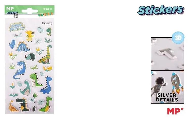 MP Main Paper, naklejki 3D, dinozaury