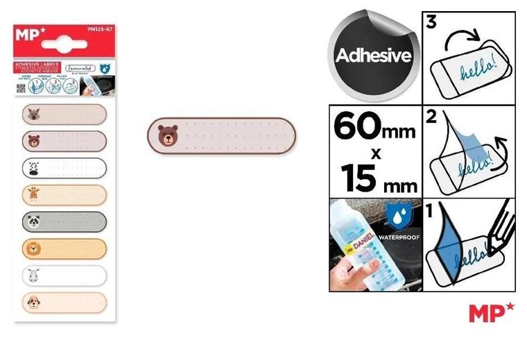 MP Main Paper, naklejki, imienne, wodoodporne, zwierzątka