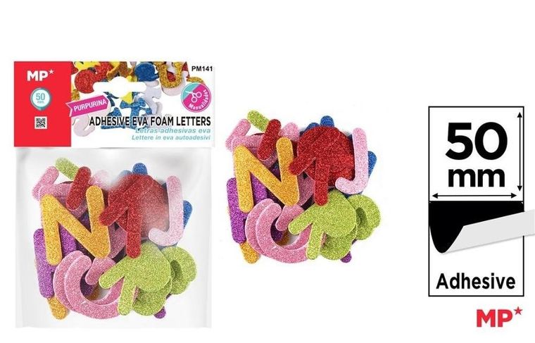 Mp Main Paper, naklejki z pianki, literki, brokat, 50 mm