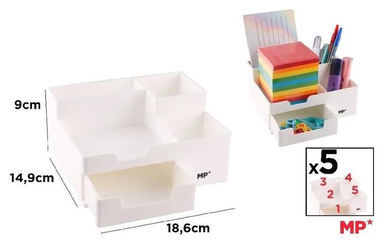MP Main Paper, organizer na biurko z szufladką, biały