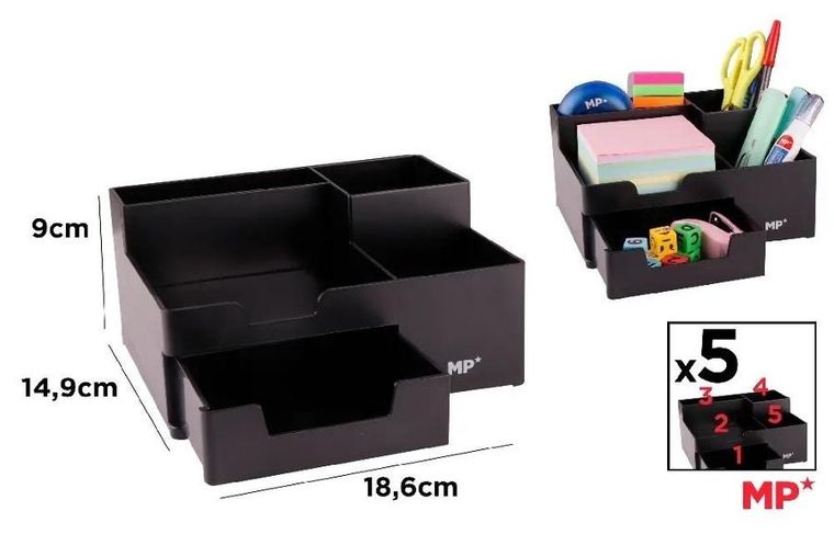 MP Main Paper, organizer na biurko z szufladką, czarny