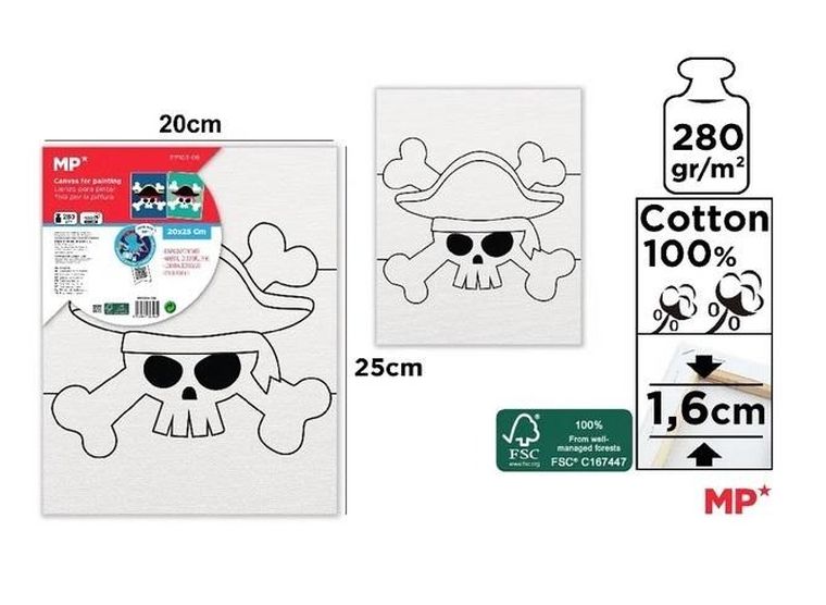 MP Main Paper, płótno do malowania, czaszka, 20-25 cm