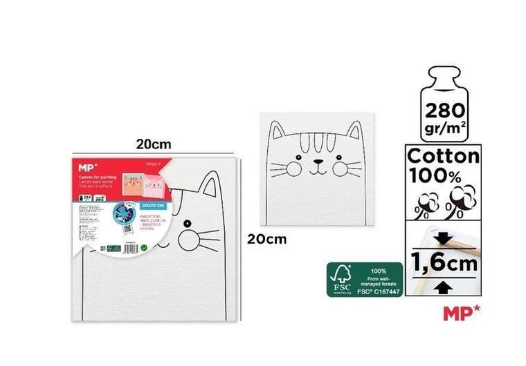 MP Main Paper, płótno do malowania, kotek, 20-20 cm