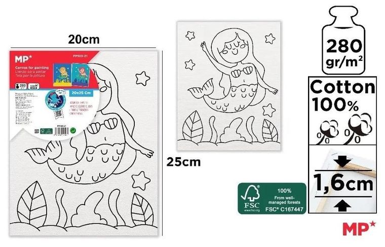 MP Main Paper, płótno do malowania, syrena, 20-25 cm