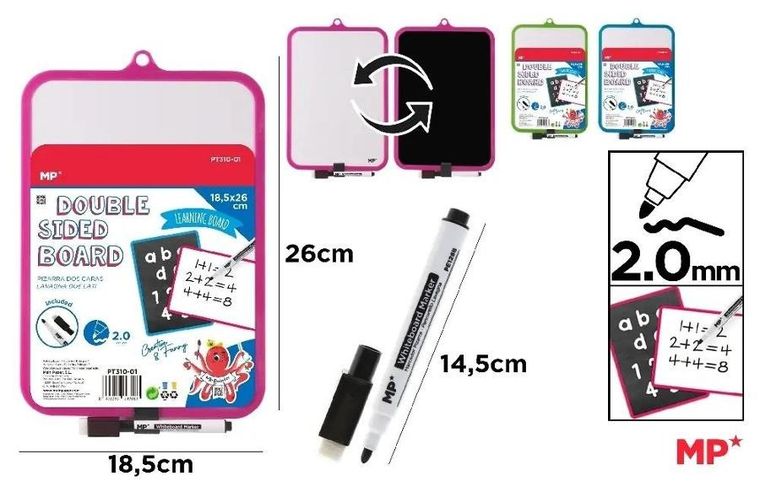 MP Main Paper, tablica dwustronna z markerem, biała, 18,5-26 cm, 1 szt.