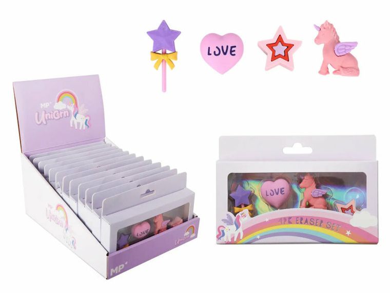 MP Main Paper, Unicorn, gumki do ścierania, 4 szt.