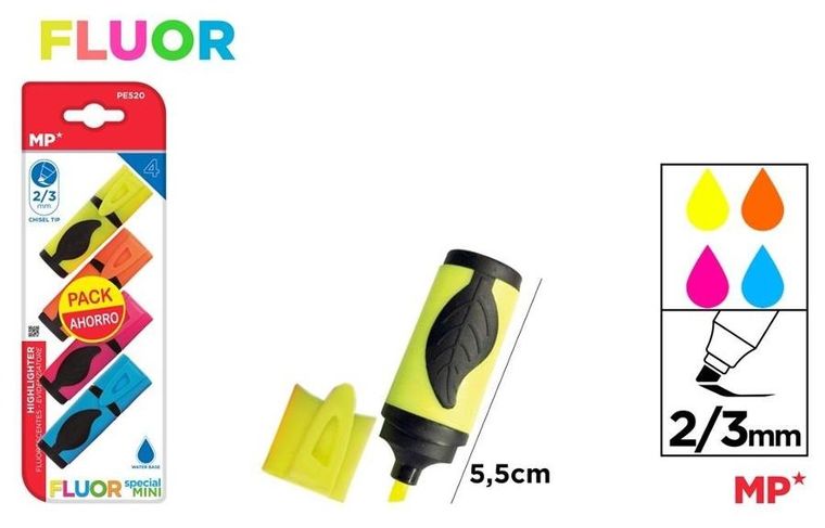 Mp Main Paper, zakreślacz fluorescencyjny mini, 4 kolory