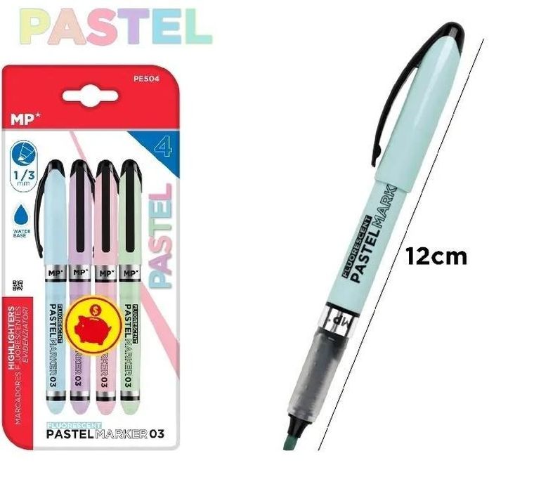 MP Main Paper, zakreślacz, pastelowy, 1-3 mm, 4 szt.